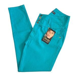 DIVAS JEANS Women's Pants 15 Aqua Blue High Waist Butt Lifter Jeans Made in Peru